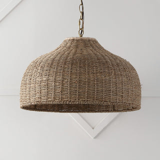Eliza 20" Coastal Bohemian Rattan/Iron Dome LED Pendant - JONATHAN Y