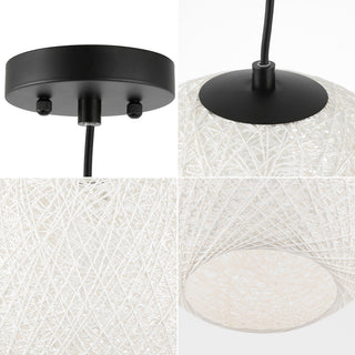 Lacey Bohemian Minimalist Iron/Rope Woven Globe LED Pendant - JONATHAN Y