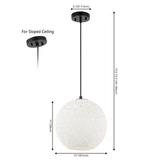 Lacey Bohemian Minimalist Iron/Rope Woven Globe LED Pendant - JONATHAN Y