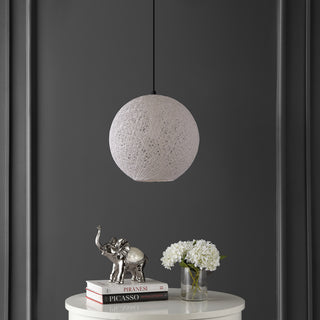 Lacey Bohemian Minimalist Iron/Rope Woven Globe LED Pendant - JONATHAN Y
