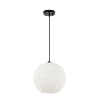 Lacey Bohemian Minimalist Iron/Rope Woven Globe LED Pendant - JONATHAN Y