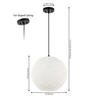 Lacey Bohemian Minimalist Iron/Rope Woven Globe LED Pendant - JONATHAN Y