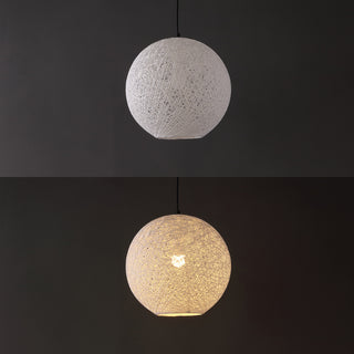 Lacey Bohemian Minimalist Iron/Rope Woven Globe LED Pendant - JONATHAN Y