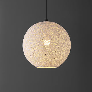 Lacey Bohemian Minimalist Iron/Rope Woven Globe LED Pendant - JONATHAN Y