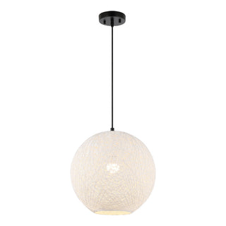 Lacey Bohemian Minimalist Iron/Rope Woven Globe LED Pendant - JONATHAN Y