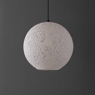 Lacey Bohemian Minimalist Iron/Rope Woven Globe LED Pendant - JONATHAN Y