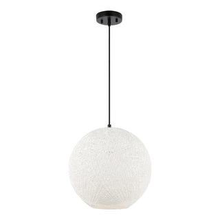 Lacey Bohemian Minimalist Iron/Rope Woven Globe LED Pendant - JONATHAN Y