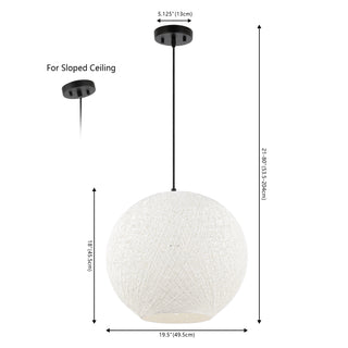 Lacey Bohemian Minimalist Iron/Rope Woven Globe LED Pendant - JONATHAN Y