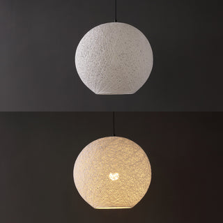 Lacey Bohemian Minimalist Iron/Rope Woven Globe LED Pendant - JONATHAN Y