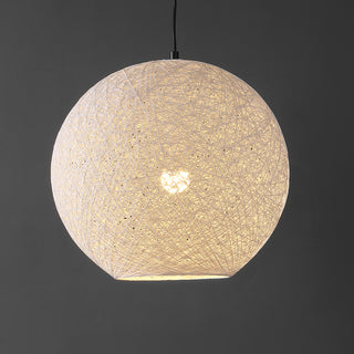 Lacey Bohemian Minimalist Iron/Rope Woven Globe LED Pendant - JONATHAN Y