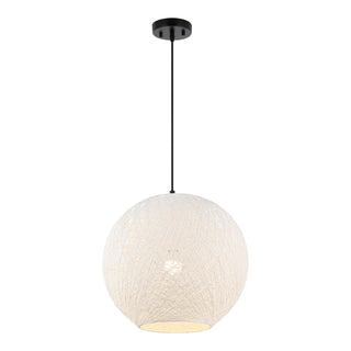 Lacey Bohemian Minimalist Iron/Rope Woven Globe LED Pendant - JONATHAN Y