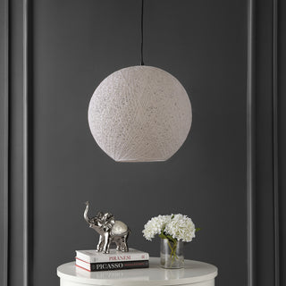Lacey Bohemian Minimalist Iron/Rope Woven Globe LED Pendant - JONATHAN Y