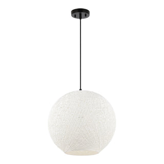 Lacey Bohemian Minimalist Iron/Rope Woven Globe LED Pendant - JONATHAN Y