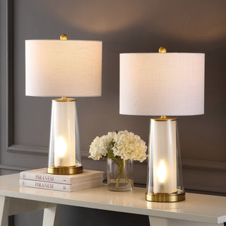 Tryon Modern Minimalist Glass/Iron Nightlight LED Table Lamp - JONATHAN Y