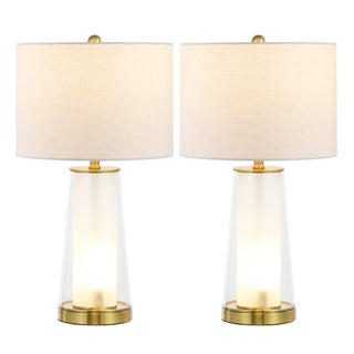 Tryon Modern Minimalist Glass/Iron Nightlight LED Table Lamp - JONATHAN Y