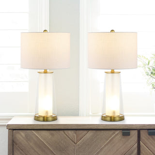 Tryon Modern Minimalist Glass/Iron Nightlight LED Table Lamp - JONATHAN Y