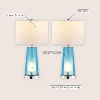 Tryon Modern Minimalist Glass/Iron Nightlight LED Table Lamp - JONATHAN Y
