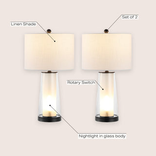 Tryon Modern Minimalist Glass/Iron Nightlight LED Table Lamp - JONATHAN Y