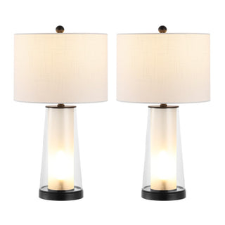 Tryon Modern Minimalist Glass/Iron Nightlight LED Table Lamp - JONATHAN Y
