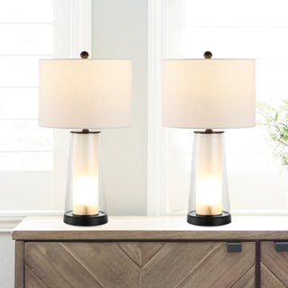 Tryon Modern Minimalist Glass/Iron Nightlight LED Table Lamp - JONATHAN Y