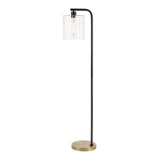 Easton 60.75" Modern Minimalist Metal/Ribbed Glass LED Floor Lamp - JONATHAN Y