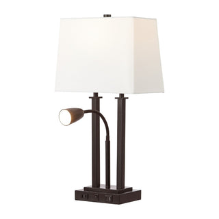 Blaire 23.75" 2-Light Modern Farmhouse Metal LED Table Lamp with USB Charging port - JONATHAN Y