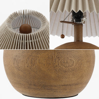 Aksel 17.25" Coastal Scandinavian Resin/Iron Sphere LED Table Lamp with Pleated Shade and Pull Chain - JONATHAN Y