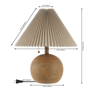 Aksel 17.25" Coastal Scandinavian Resin/Iron Sphere LED Table Lamp with Pleated Shade and Pull Chain - JONATHAN Y