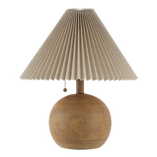 Aksel 17.25" Coastal Scandinavian Resin/Iron Sphere LED Table Lamp with Pleated Shade and Pull Chain - JONATHAN Y