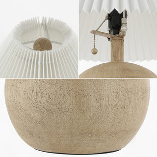 Aksel 17.25" Coastal Scandinavian Resin/Iron Sphere LED Table Lamp with Pleated Shade and Pull Chain - JONATHAN Y