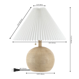 Aksel 17.25" Coastal Scandinavian Resin/Iron Sphere LED Table Lamp with Pleated Shade and Pull Chain - JONATHAN Y