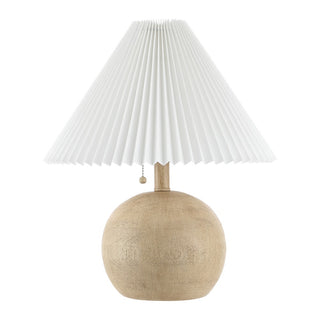 Aksel 17.25" Coastal Scandinavian Resin/Iron Sphere LED Table Lamp with Pleated Shade and Pull Chain - JONATHAN Y