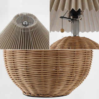 Aksel 17.25" Coastal Scandinavian Resin/Iron Sphere LED Table Lamp with Pleated Shade and Pull Chain