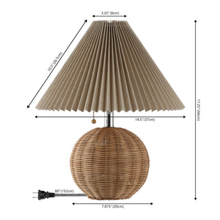 Aksel 17.25" Coastal Scandinavian Resin/Iron Sphere LED Table Lamp with Pleated Shade and Pull Chain