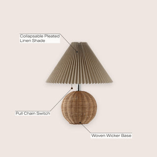 Aksel 17.25" Coastal Scandinavian Resin/Iron Sphere LED Table Lamp with Pleated Shade and Pull Chain