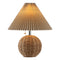 Aksel 17.25" Coastal Scandinavian Rattan/Iron Sphere LED Table Lamp with Pleated Shade and Pull Chain