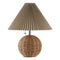 Aksel 17.25" Coastal Scandinavian Rattan/Iron Sphere LED Table Lamp with Pleated Shade and Pull Chain