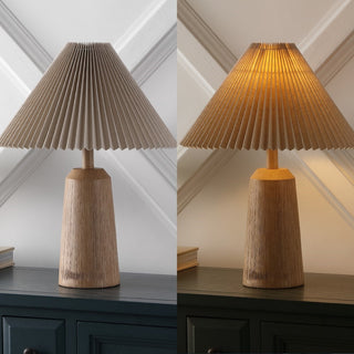 Arvid 20.5" Rustic Scandinavian Resin/Iron Lighthouse LED Table Lamp with Pleated Shade - JONATHAN Y