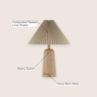 Arvid 20.5" Rustic Scandinavian Resin/Iron Lighthouse LED Table Lamp with Pleated Shade - JONATHAN Y