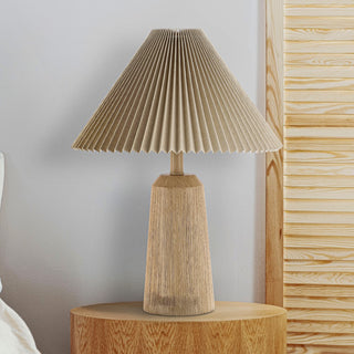 Arvid 20.5" Rustic Scandinavian Resin/Iron Lighthouse LED Table Lamp with Pleated Shade - JONATHAN Y