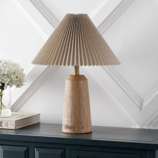 Arvid 20.5" Rustic Scandinavian Resin/Iron Lighthouse LED Table Lamp with Pleated Shade - JONATHAN Y