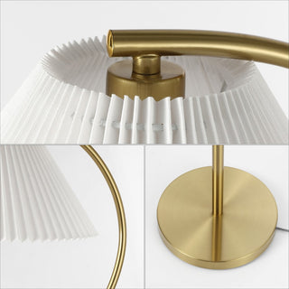 Devon 60.5" Modern Glam Metal Arc LED Floor Lamp with Pleated Shade - JONATHAN Y