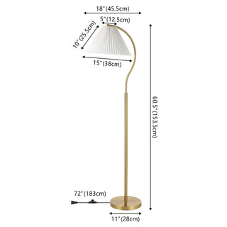 Devon 60.5" Modern Glam Metal Arc LED Floor Lamp with Pleated Shade - JONATHAN Y