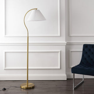 Devon 60.5" Modern Glam Metal Arc LED Floor Lamp with Pleated Shade - JONATHAN Y