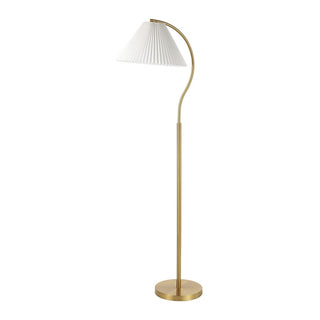Devon 60.5" Modern Glam Metal Arc LED Floor Lamp with Pleated Shade - JONATHAN Y