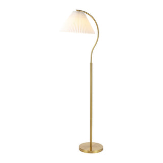 Devon 60.5" Modern Glam Metal Arc LED Floor Lamp with Pleated Shade - JONATHAN Y