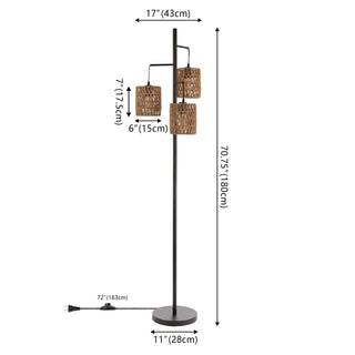 Isla 70.75" 3-Light Mid-Century Bohemian Metal/Rope LED Floor Lamp - JONATHAN Y