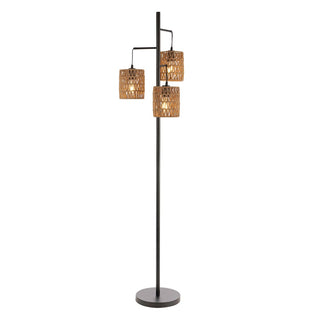 Isla 70.75" 3-Light Mid-Century Bohemian Metal/Rope LED Floor Lamp - JONATHAN Y