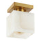Alessia 5" 1-Light Modern Contemporary Alabaster/Iron Cube LED Semi Flush Mount