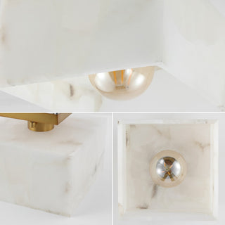 Alessia 1-Light Modern Contemporary Alabaster/Iron Cube LED Semi Flush Mount - JONATHAN Y